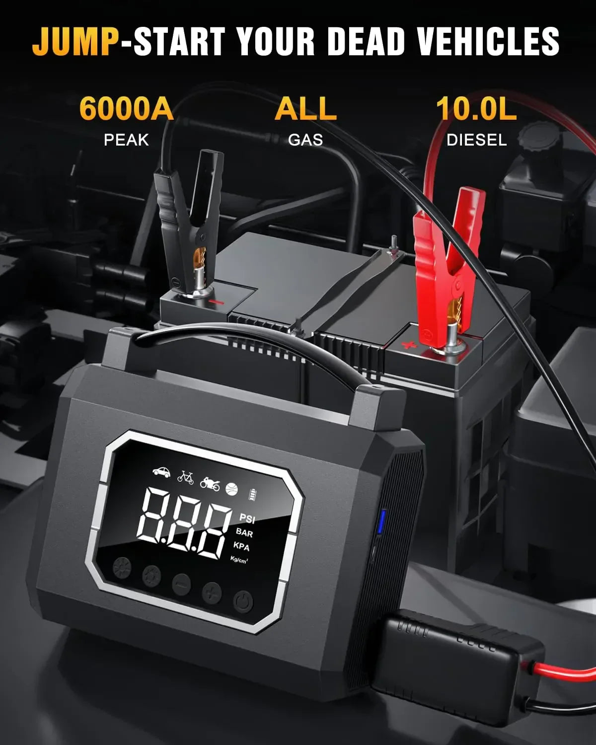 Arrancador de batería Mroace 4000A con compresor de aire
